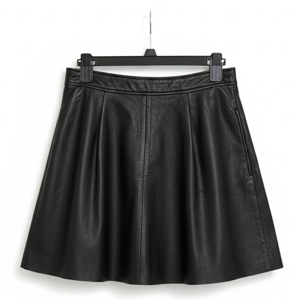 High-Waisted Vegan Leather A-Line Skirt
